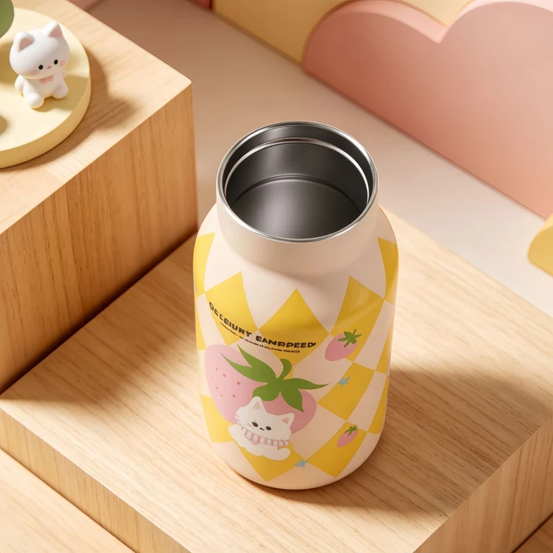 Dame Isolérflaske med praktisk bærehåndtak og lekent kaninmotiv Luvikno