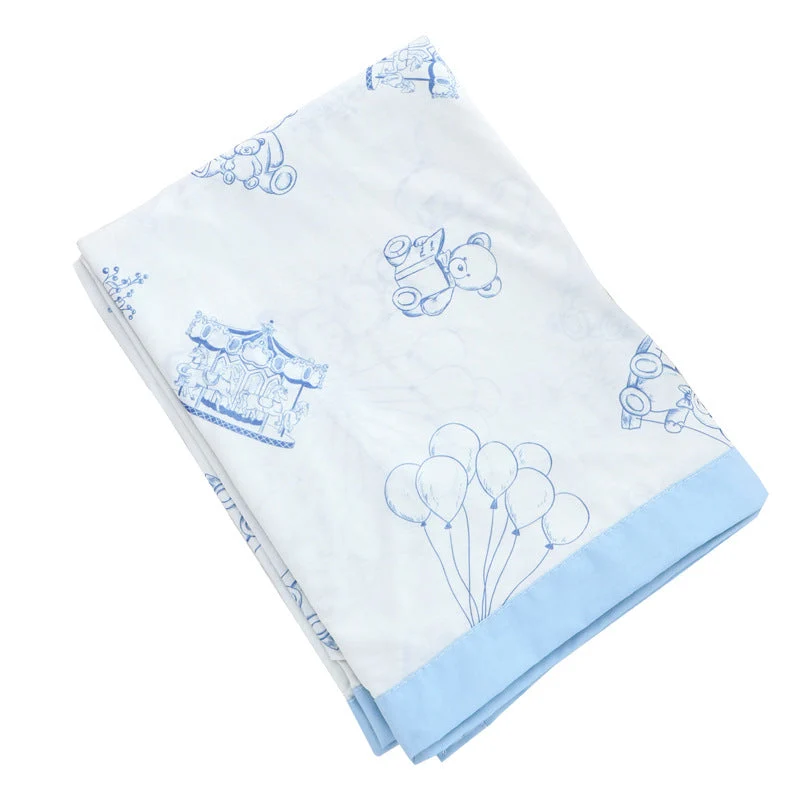 Unisex nan koselig babysengteppe laget av bomullsmuslin med pustende fyll og satinert kant Luvikno