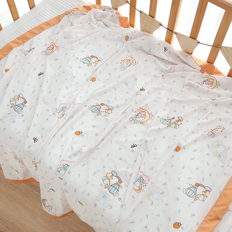 Unisex nan koselig babysengteppe laget av bomullsmuslin med pustende fyll og satinert kant Luvikno