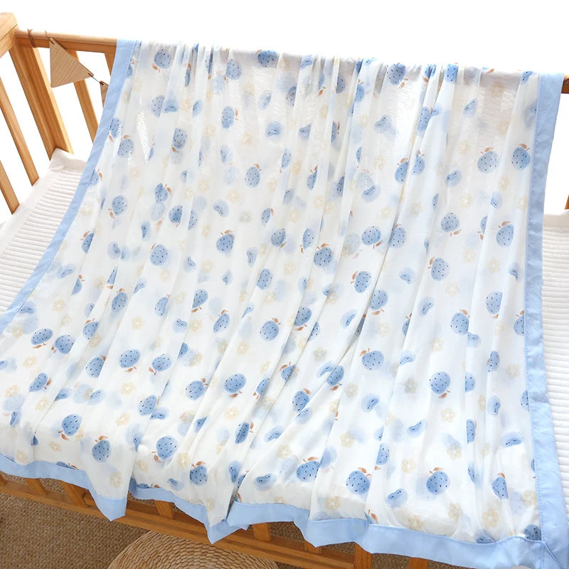 Unisex nan koselig babysengteppe laget av bomullsmuslin med pustende fyll og satinert kant Luvikno