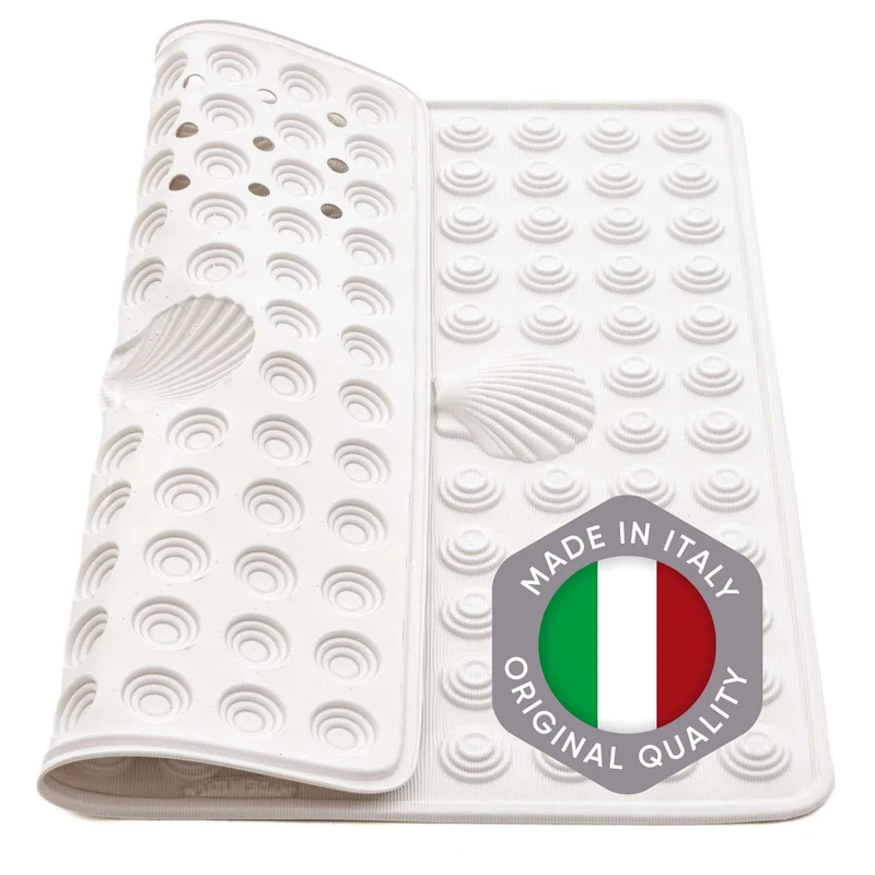 Tatkraft Shell – Rutschfeste Duschmatte, 48 × 48 cm, schimmelresistent, maschinenwaschbar, PVC, Weiß, Made in Italy