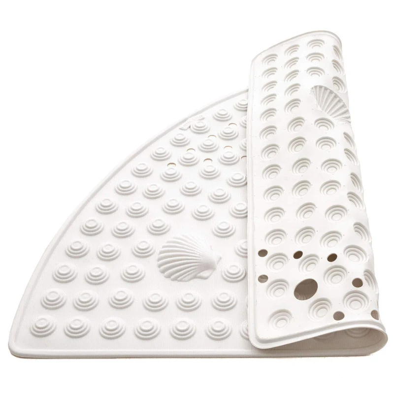 Tatkraft Shell – Eck-Duschmatte, 58 × 58 cm, rutschfest, schimmelresistent, maschinenwaschbar, PVC, Weiß, Made in Italy