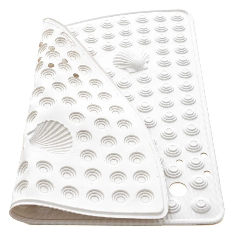 Tatkraft Shell – Eck-Duschmatte, 58 × 58 cm, rutschfest, schimmelresistent, maschinenwaschbar, PVC, Weiß, Made in Italy