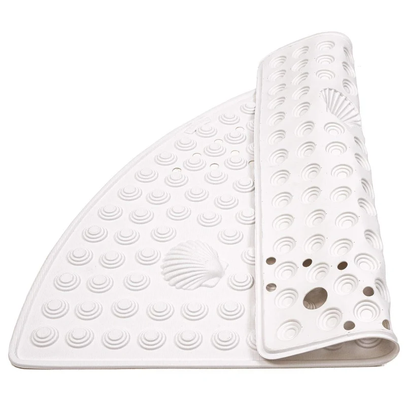 Tatkraft Shell – Eck-Duschmatte, 58 × 58 cm, rutschfest, schimmelresistent, maschinenwaschbar, PVC, Weiß, Made in Italy