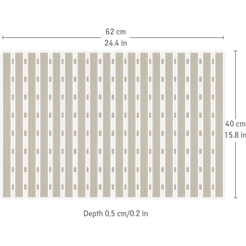Tatkraft Bond Beige – Rutschfeste Dusch- und Badewannenmatte mit 114 Saugnäpfen, 62 × 40 cm, Beige.