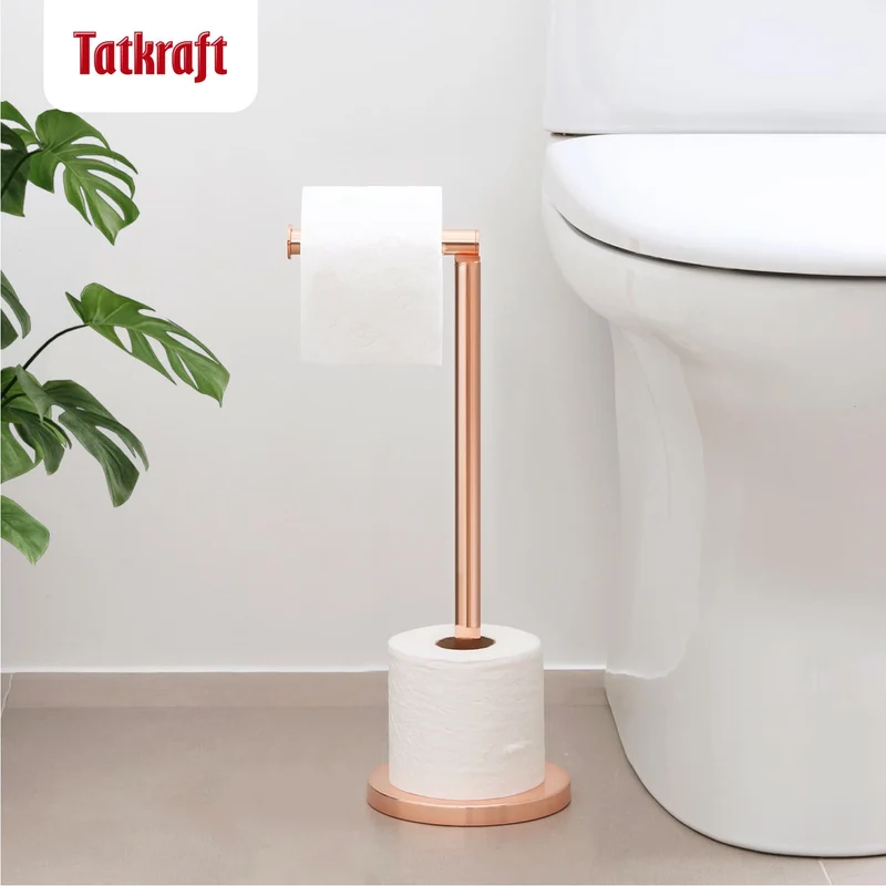 Tatkraft Tess Freistehende Toilettenpapierhalter 2 in 1, Rostfrei Edelstahl