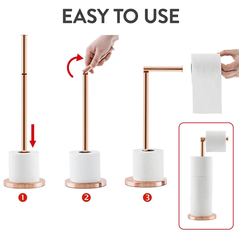 Tatkraft Tess Freistehende Toilettenpapierhalter 2 in 1, Rostfrei Edelstahl