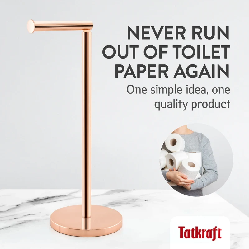 Tatkraft Tess Freistehende Toilettenpapierhalter 2 in 1, Rostfrei Edelstahl