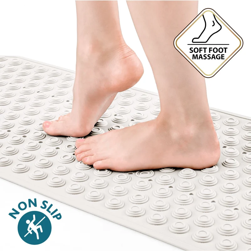 Tatkraft Secure – Rutschfeste Badewannenmatte, 153 Saugnäpfe, 40 × 103 cm, Weiß, Made in Italy