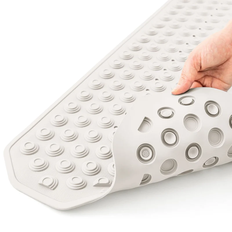 Tatkraft Secure – Rutschfeste Badewannenmatte, 153 Saugnäpfe, 40 × 103 cm, Weiß, Made in Italy