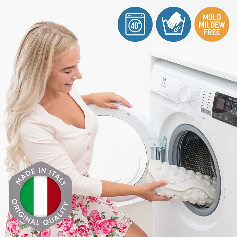 Tatkraft Secure – Rutschfeste Badewannenmatte, 153 Saugnäpfe, 40 × 103 cm, Weiß, Made in Italy