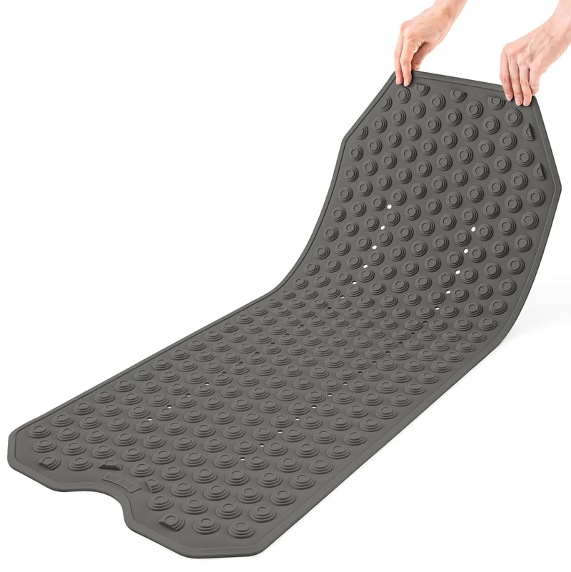 Tatkraft Secure – Rutschfeste Badewannenmatte für Senioren und Kinder, 40 × 103 cm, Schwarz, Made in Italy