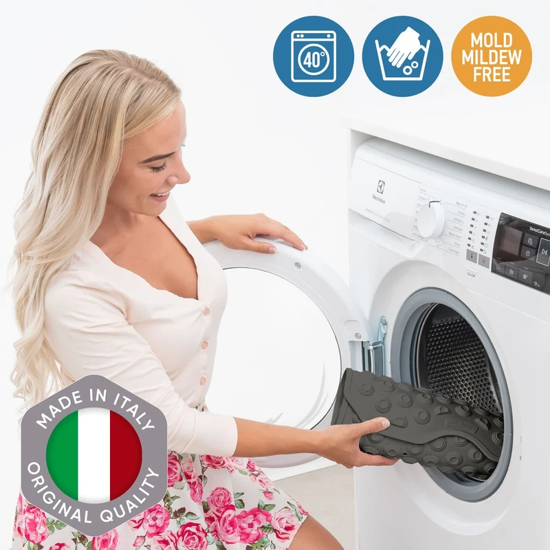 Tatkraft Secure – Rutschfeste Badewannenmatte für Senioren und Kinder, 40 × 103 cm, Schwarz, Made in Italy