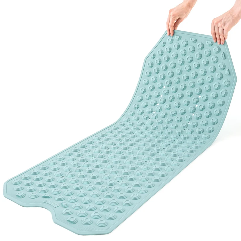 Tatkraft Secure – rutschfeste Badewannenmatte für Senioren und Kinder, 40 × 103 cm, 153 Saugnäpfe, Blau, Made in Italy