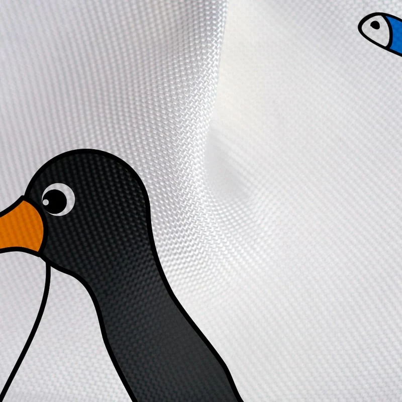 Tatkraft Penguins Duschvorhang mit 12 Vorhangringen, Textil Polyester, 180x180 cm