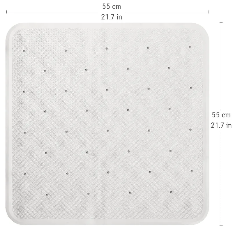 Tatkraft Fine - Rutschfeste Duschmatte, mit 145 Saugnäpfe, 55x55 cm, Duschmatte Rutschfest für Senioren, Duscheinlage Quadratisch, Gummi, Weiß