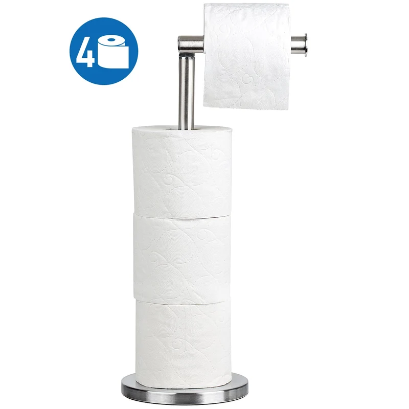 Tatkraft Kiara Toilettenpapierhalter, Freistehende Toilettenpapierhalter 2 in 1, Rostfrei Edelstahl