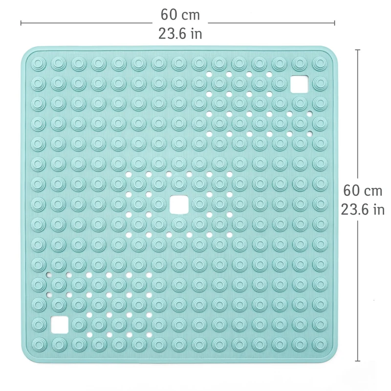Tatkraft Detail – rutschfeste Duschmatte für Senioren und Kinder, 60 × 60 cm, 134 Saugnäpfe, Blau, Made in Italy