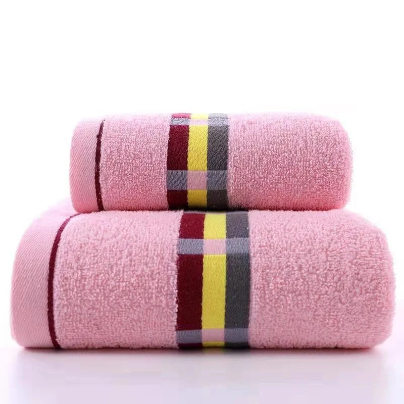 Dame Frotte Håndkle med elegant stripebård Luvikno