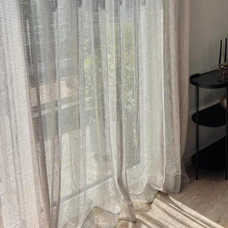 Marble – natürlicher Vorhang halbtransparent nach Maß mit moderner Netzstruktur in Naturtönen