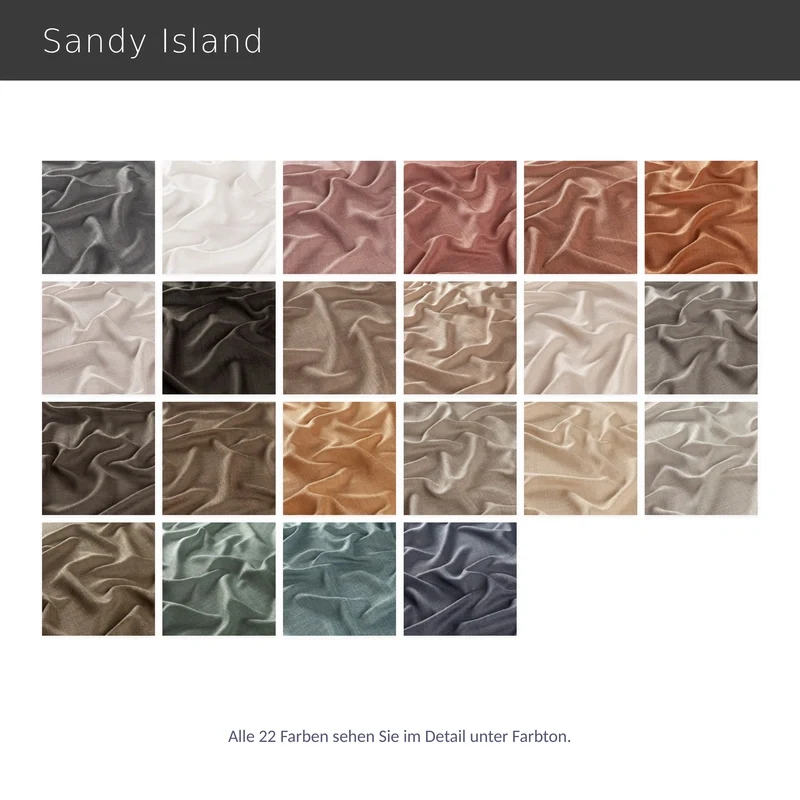 Modernes halbtransparentes Raffrollo Sandy Island – natürliche Struktur nach Maß
