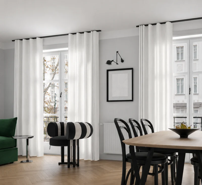 Interstil W6.2 – ultraflache Wellenvorhangschiene 1-läufig zur Deckenmontage