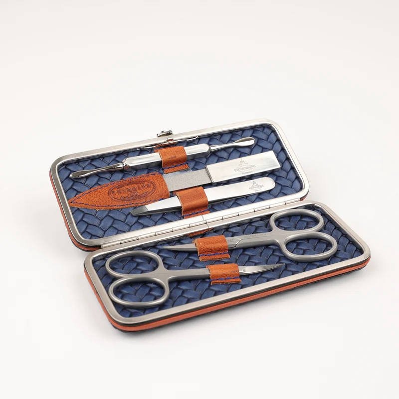 Großes Maniküre Etui 5-teilig - Frame (L) - dunkelblau/ coxorange