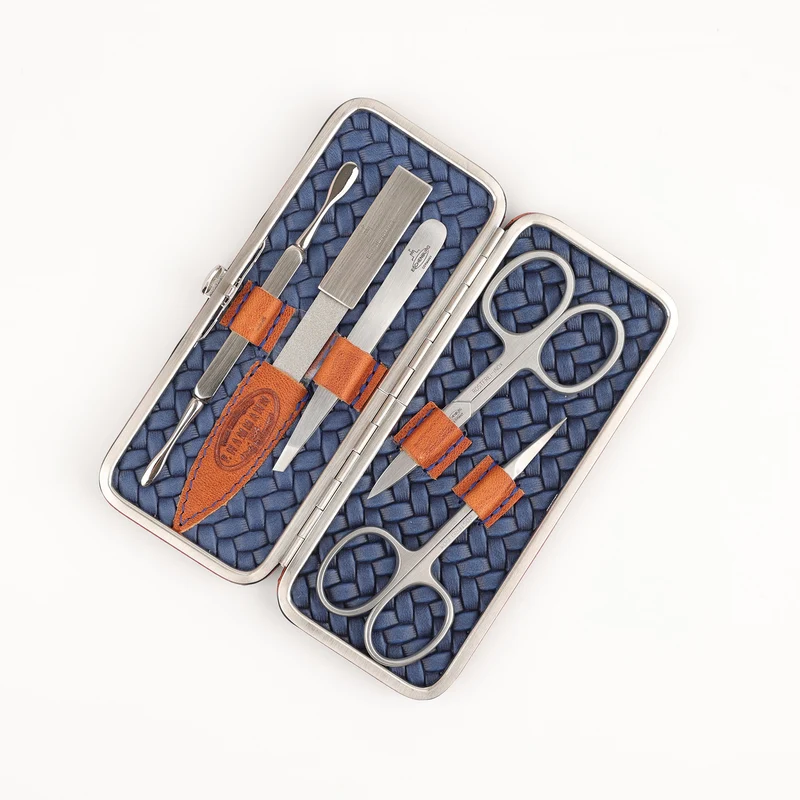 Großes Maniküre Etui 5-teilig - Frame (L) - dunkelblau/ coxorange