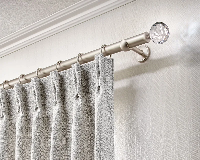 Interstil Regent – 1-/2-läufige luxuriöse Messing-Vorhangstange mit Kristallglas Wandmontage 30mm