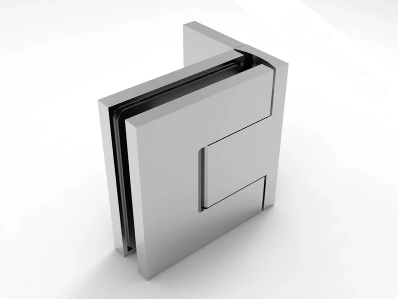 Pendeltürband Sauna 90° Glas-Wand, einstellbar, für 8 mm Glas, 12 Oberflächen, Art.Nr. BELS344