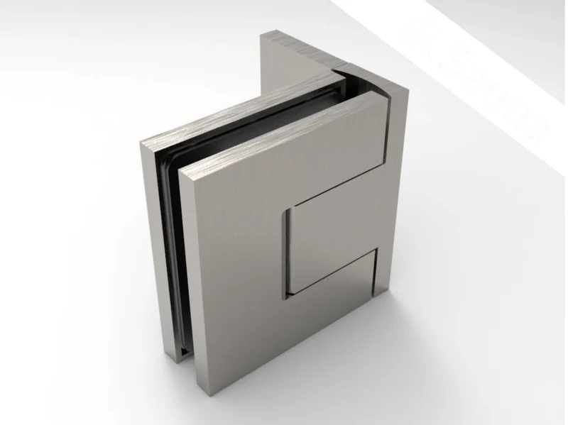 Pendeltürband Sauna 90° Glas-Wand, einstellbar, für 8 mm Glas, 12 Oberflächen, Art.Nr. BELS344
