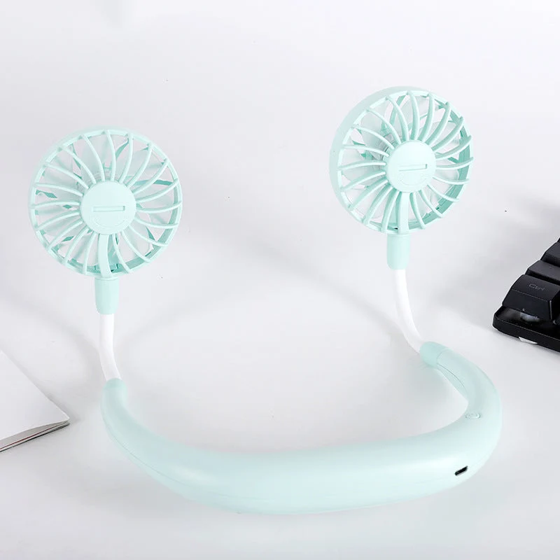 Unisex nan tragbar nakkevifte med doble fleksible vifter og oppladbart batteri Luvikno
