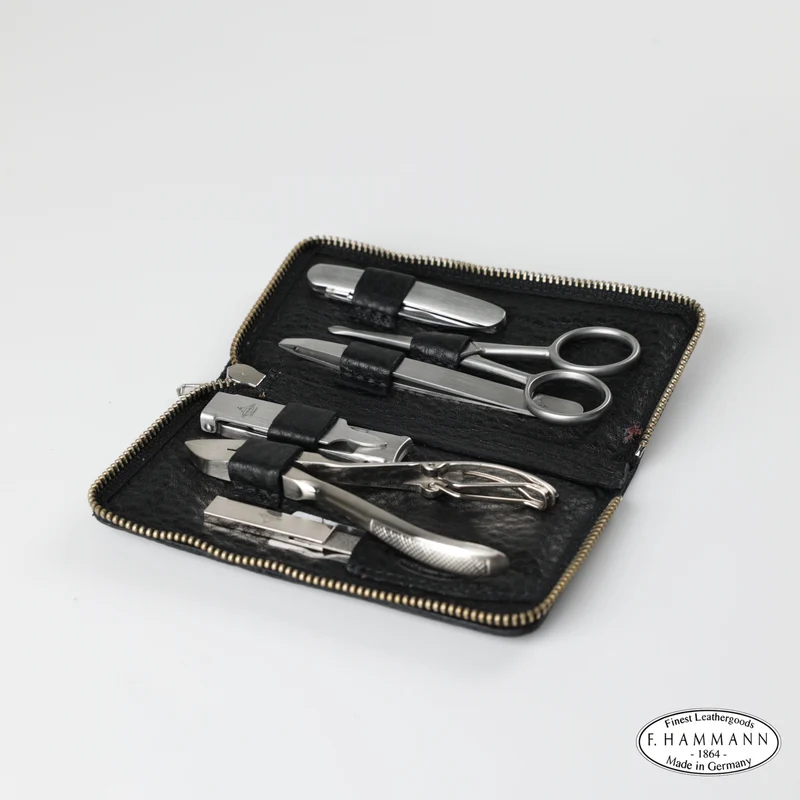 Maniküre Etui 6-Teilig ZIP (L) INOX - schwarz