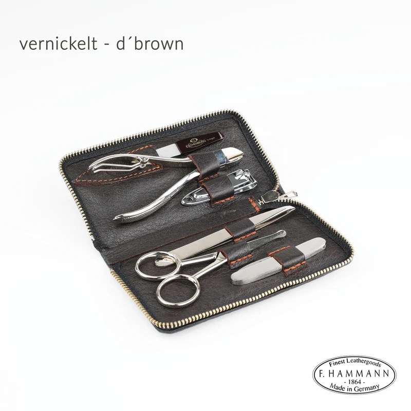 Maniküre Etui 6-Teilig ZIP (L) NI - dunkelbraun