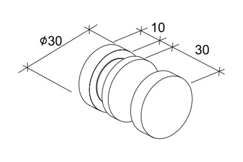 Euro Duschtürknopf Messing, einseitig, Ø 30 mm, für 6-12 mm Glas, in 3 Oberflächen, Art.Nr. EUSDK1S