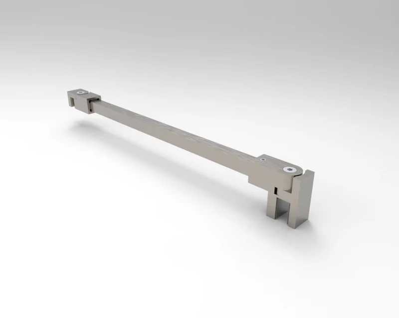 Stabilisierungsstangen Komplettset, eckig 12×12 mm, 1200 mm, Glas-Wand, winkelverstellbar, für 8-10 mm Glas, Art.Nr. SQ1212SET