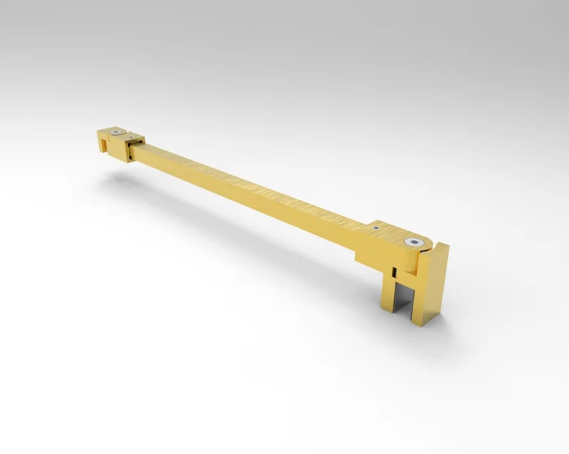 Stabilisierungsstangen Komplettset, eckig 12×12 mm, 1200 mm, Glas-Wand, winkelverstellbar, für 8-10 mm Glas, Art.Nr. SQ1212SET