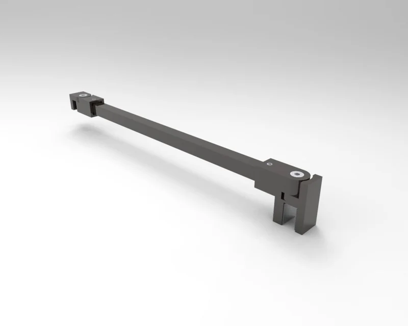 Stabilisierungsstangen Komplettset, eckig 12×12 mm, 1200 mm, Glas-Wand, winkelverstellbar, für 8-10 mm Glas, Art.Nr. SQ1212SET