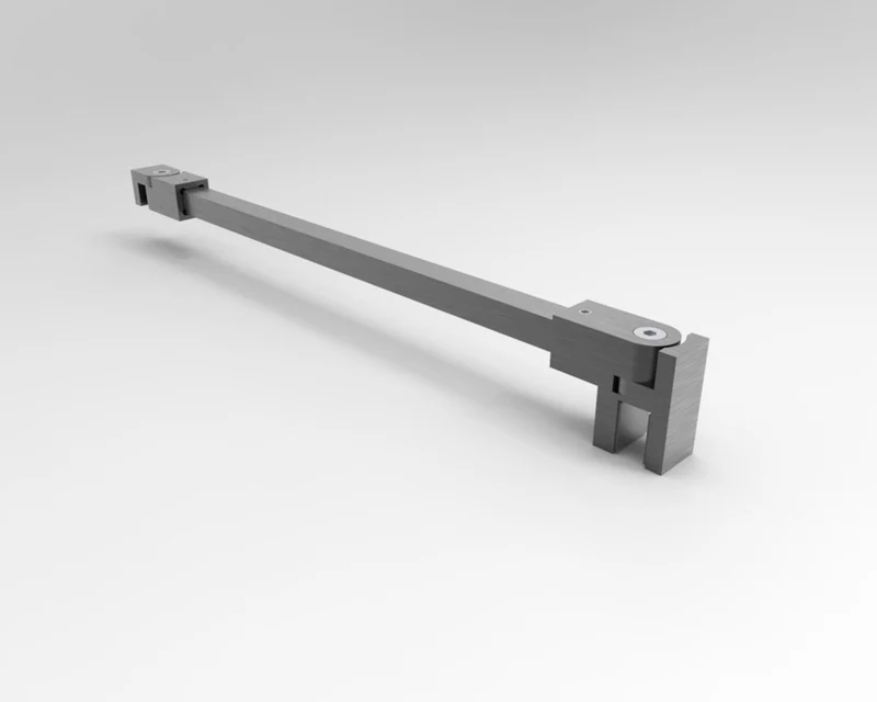 Stabilisierungsstangen Komplettset, eckig 12×12 mm, 1200 mm, Glas-Wand, winkelverstellbar, für 8-10 mm Glas, Art.Nr. SQ1212SET