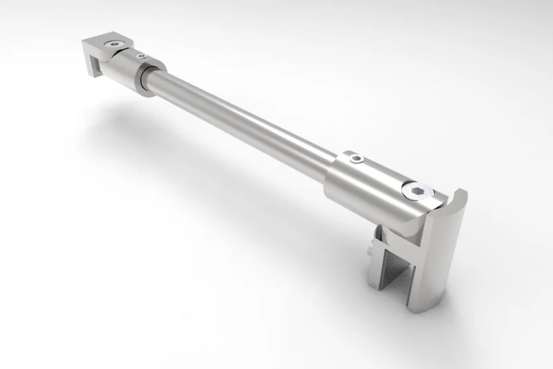 Stabilisierungsstangen Komplettset, rund Ø 12 mm, 1200 mm, Glas-Wand, winkelverstellbar, für 8-10 mm Glas, Art.Nr. S1212SET