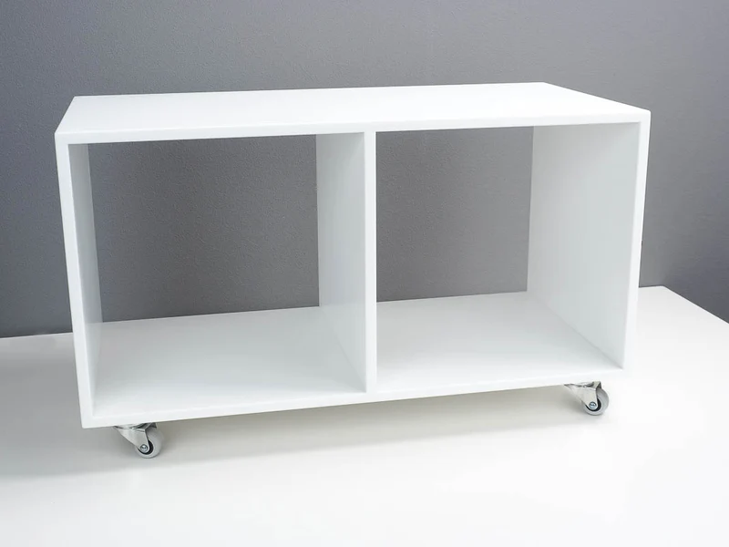 Roll-Sideboard ohne Rückwand Corian® Weiß matt