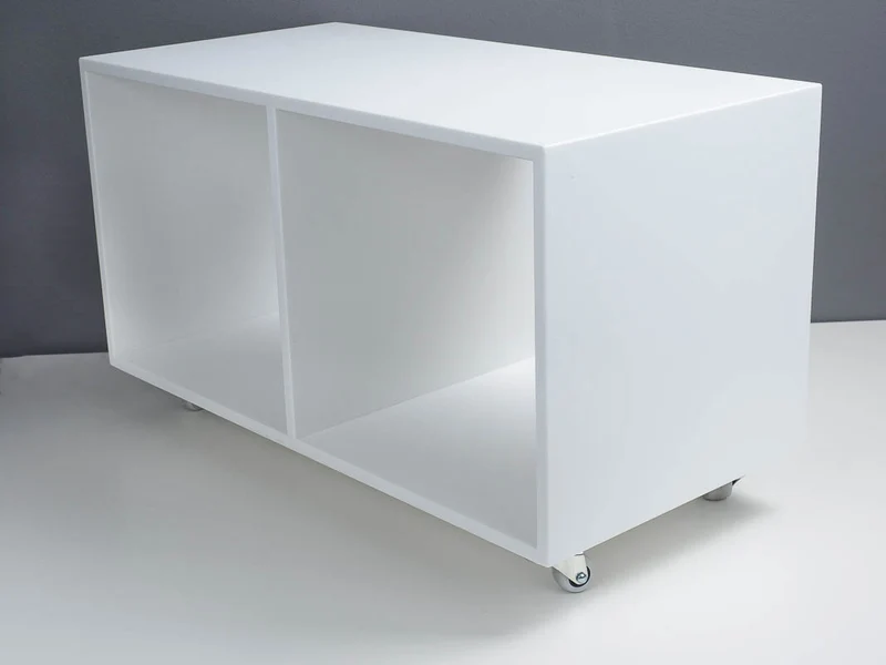 Roll-Sideboard ohne Rückwand Corian® Weiß matt