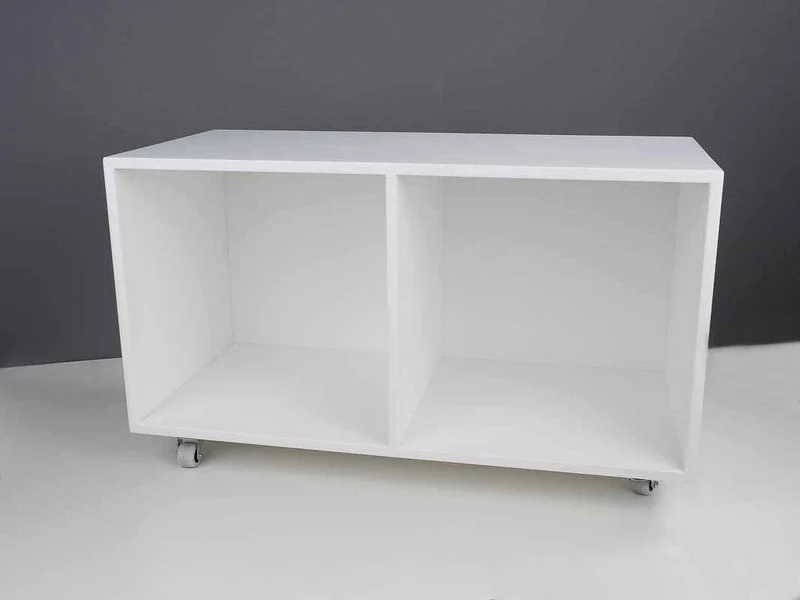 Roll-Sideboard mit Rückwand Corian® Weiß matt