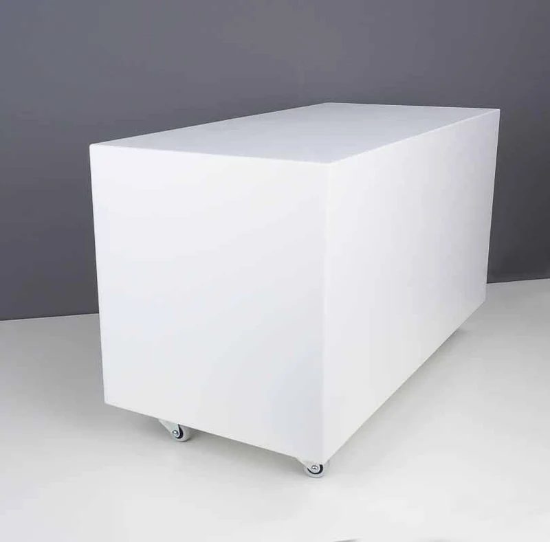 Roll-Sideboard mit Rückwand Corian® Weiß matt