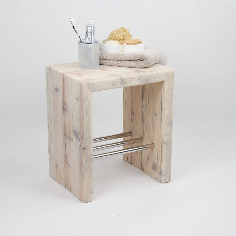 Hocker Altholz - Weiß geölt