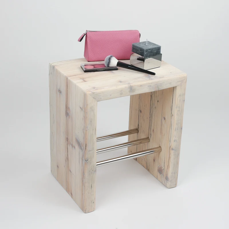 Hocker Altholz - Weiß geölt