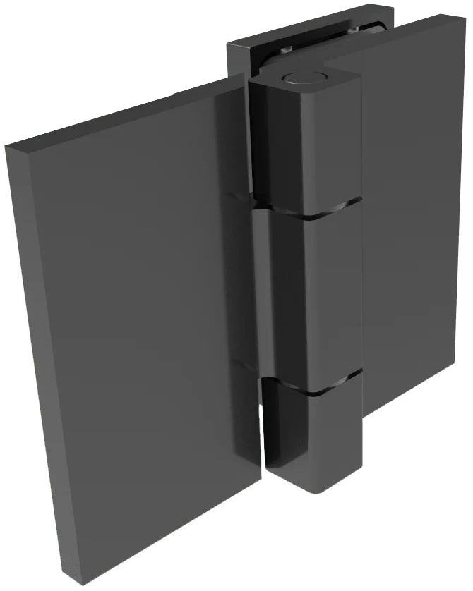 COMO Anschlagband 180° Glas-Wand – Messing massiv, 8/10 mm ESG, verdeckte Verschraubung, eckiges Design, Art.Nr. COM054