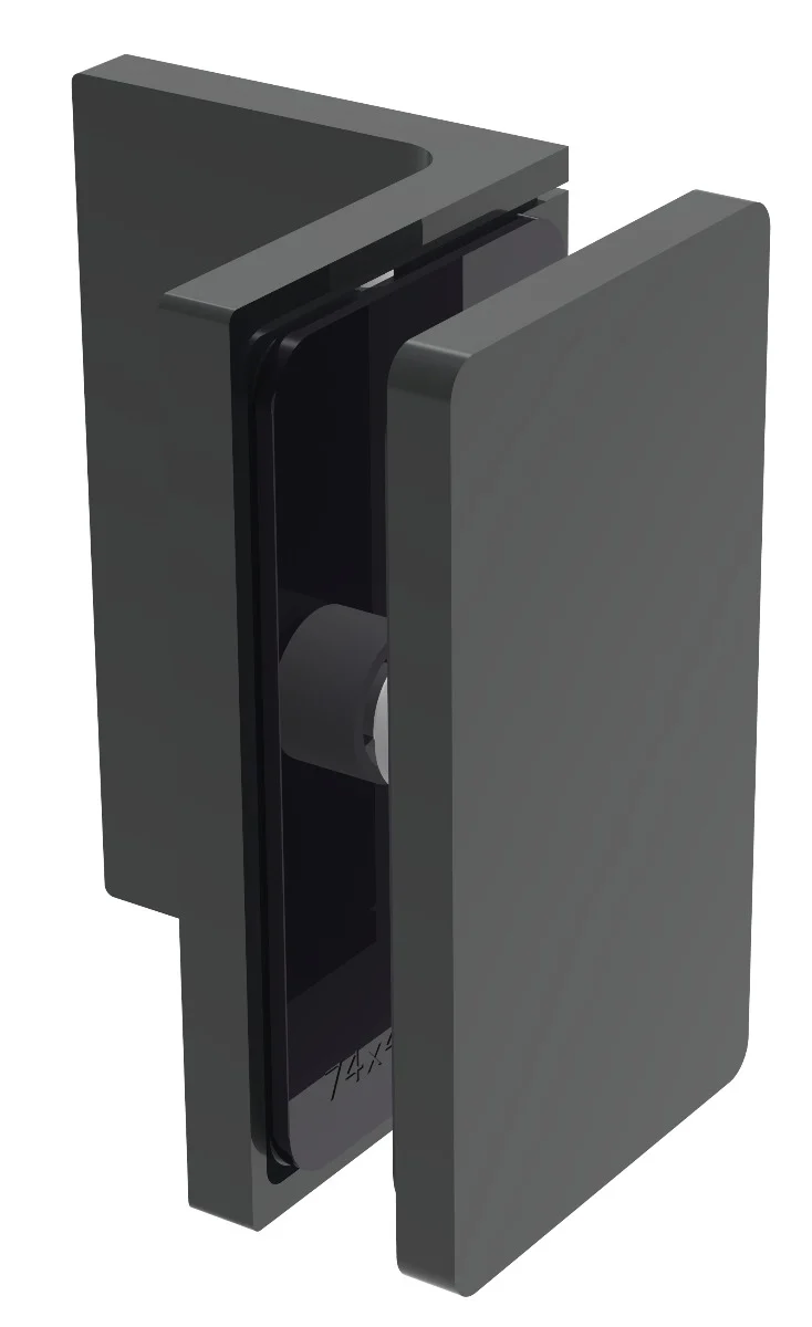 COMO Wandwinkel 90° Glas-Wand – Festteil-Verbinder, Messing massiv, 8/10 mm ESG, Art.Nr. COM90S
