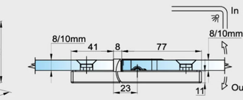 MURELLO Duschtürband 180° Glas-Glas, pendelnd mit Hebe-Senk, flächenbündig, in 3 Oberflächen, Art.Nr. MUR380