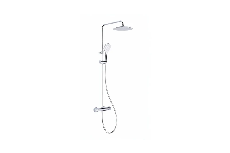 Vigour V2 Duschsystem mit Thermostat, Kopfbrause 250 mm rund, 3-strahlige Handbrause, verchromt, Art.Nr. V22DS250R